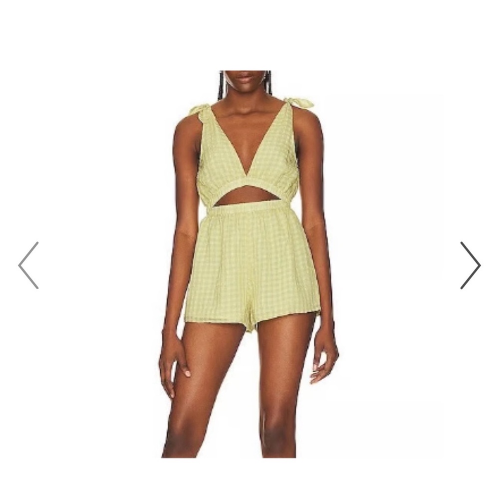 NWT Tularosa Briony Yellow Checkered Cutout Romper Playsuit S